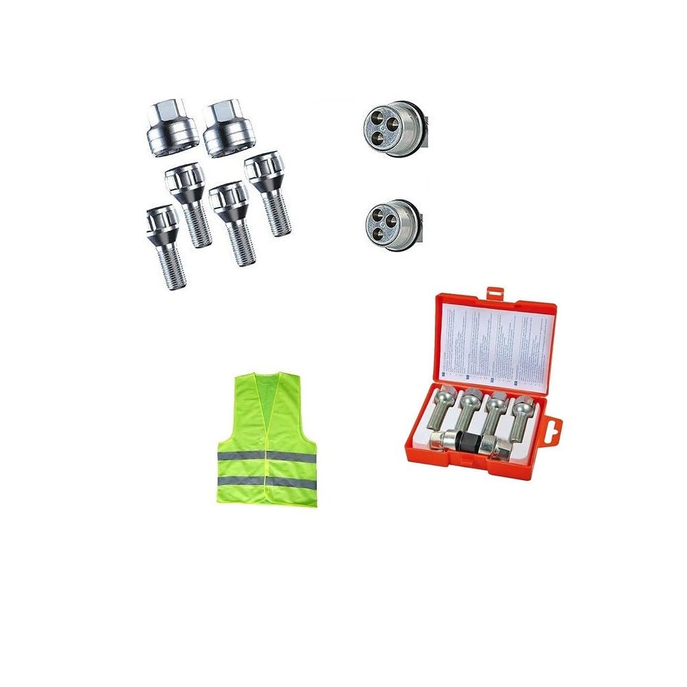 CLICK & GO COMPATIBILE CON SMART Fortwo per anno fino al 12/2014 (L2) BULLONI ANTIFURTO AUTO PER CERCHI IN ACCIAIO BULLONE PER RUOTA FARAD KIT DI 4 PERNI+2 CHIAVI