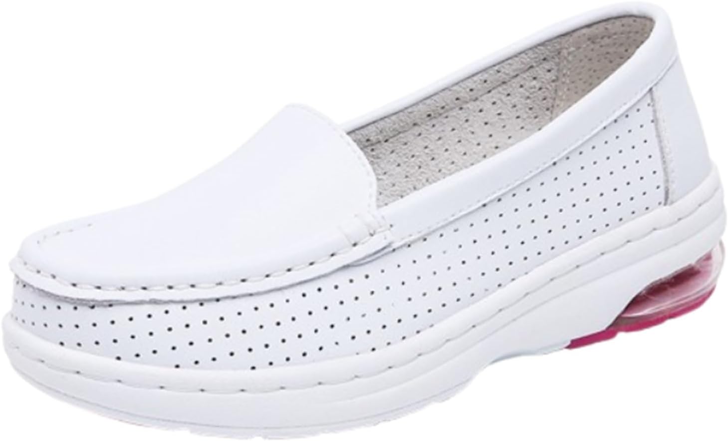 Wygwlg Women's Lightweight Nursing Shoes, Fashionable Slip-On Hollow Out Breathable Non Tiring Feet White Nurse Working Shoes, for Medical Workers, Doctors, Healthcare, Providers