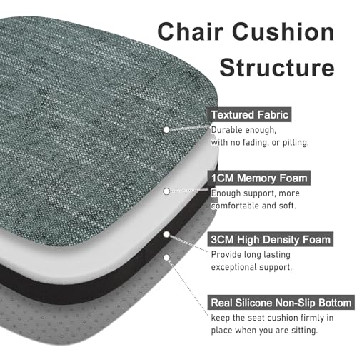 Image of baibu 14x14 Memory Foam Metal Chair Cushions Set of 4, Dual-Layer Design Non-Slip Metal Dining Chair Pads Kitchen Seat Cushion with Machine Washable Cover, 4 Counts, Dark Grey