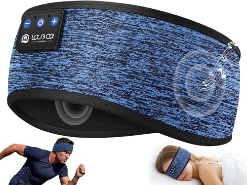 LOVE EYE Bluetooth 5.4 Sleep Headphones Headband Breathable Wireless Headband with Ultra-Thin Speakers & HiFi Sound for Running Workout Yoga Travel Tech Gifts for Men Women Teens Blue
