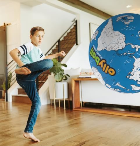 Ollyball 1915351 Freizeitball Planet Earth, Indoor-Ball für Kinder zum Ausmalen, stoßabsorbierend mit patentierter KrunchCOR Technologie, ab 4 Jahren, 55 cm