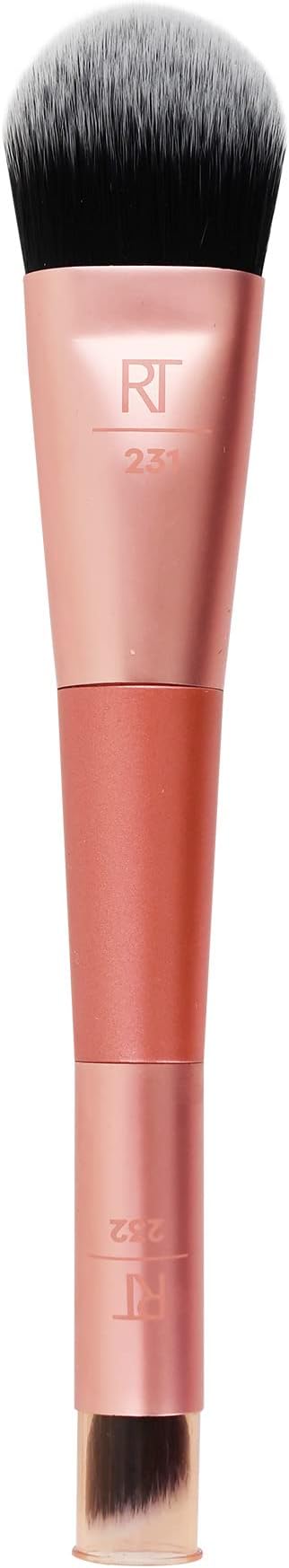 Cover & Conceal Dual Ended 2In1 Makeup Brush, For Flawless Foundation Coverage, Smooths And Conceals, Covers Blemishes And Imperfections, Blending And Buffing, Orange, 1 Count, Pink