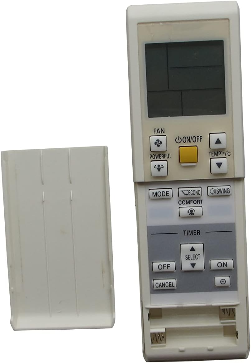 Back of the remote control with the battery cover removed, showing the battery compartment.