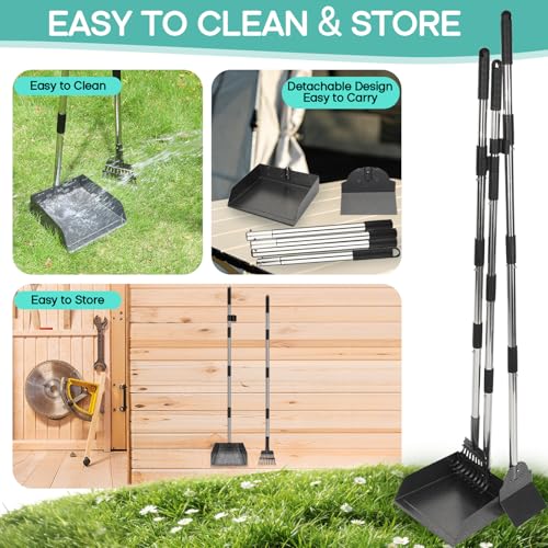 Bamda Hundekotschaufel, Dog Poop Scooper für Hundekot mit Verstellbarem Langem Griff, Kotschaufel aus Metall für Groß, mittel, klein Hunde, Sammle Kot, Reinige gefallene Blätter und Sedimente-2er Pack