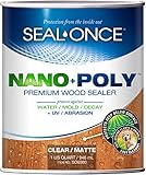 SEAL-ONCE Nano+Poly Penetrating Wood Sealer with Polyurethane - 1 Quart. Water-Based, Low-VOC, waterproofer & Stain for Decks, Fences & Log Homes.