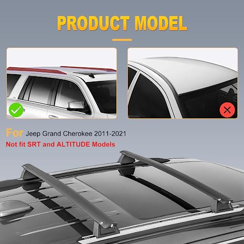 FengYu Barres transversales de toit pour Jeep Cherokee 2014-2023 - Barres transversales en aluminium - Barres de toit cargo - Panier de ski - Porte- bagages
