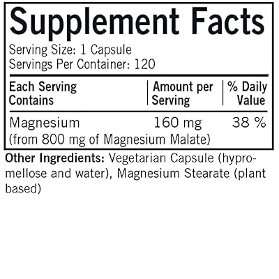 Magnesium Malate 1000 mg - Hypoallergenic, 120 capsules
