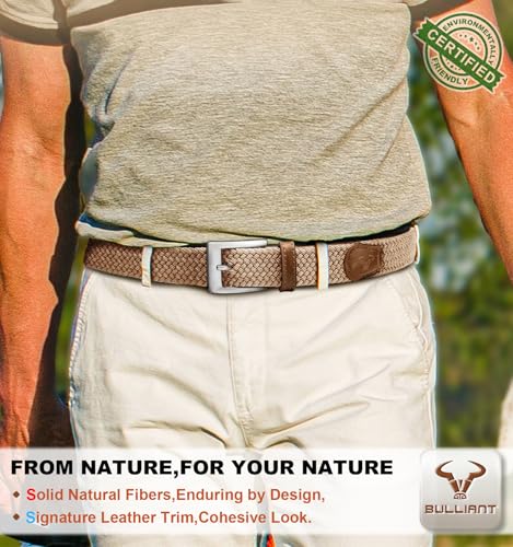 Image of BULLIANT Belt for Men 2Pack,Mens Gift Stretch Braided Web Belt Elastic for Casual Golf Jeans,1 3 /8 inch