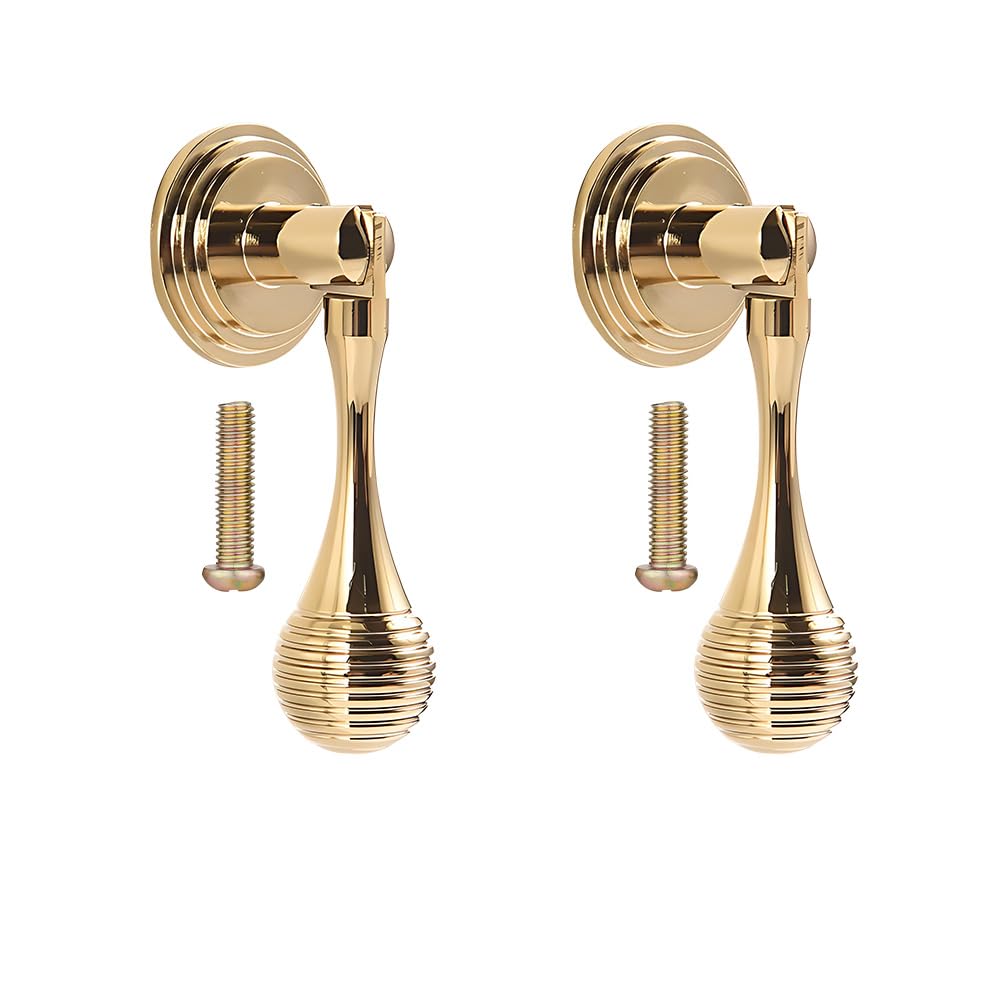 ONEBO 2 Pcs Brass Pull Handle,Round Furniture Door Knobs,Retro Door Handle,for Kitchen,Cabinet,Drawer,Cupboard Door,Bedroom,Bathroom(with Screws) — image 1