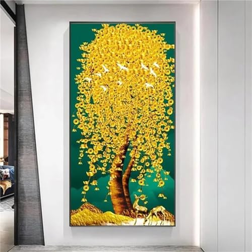 Diamond painting arbre jaune grand format pour rompre l'ennui et decorer vos murs de strass 5D