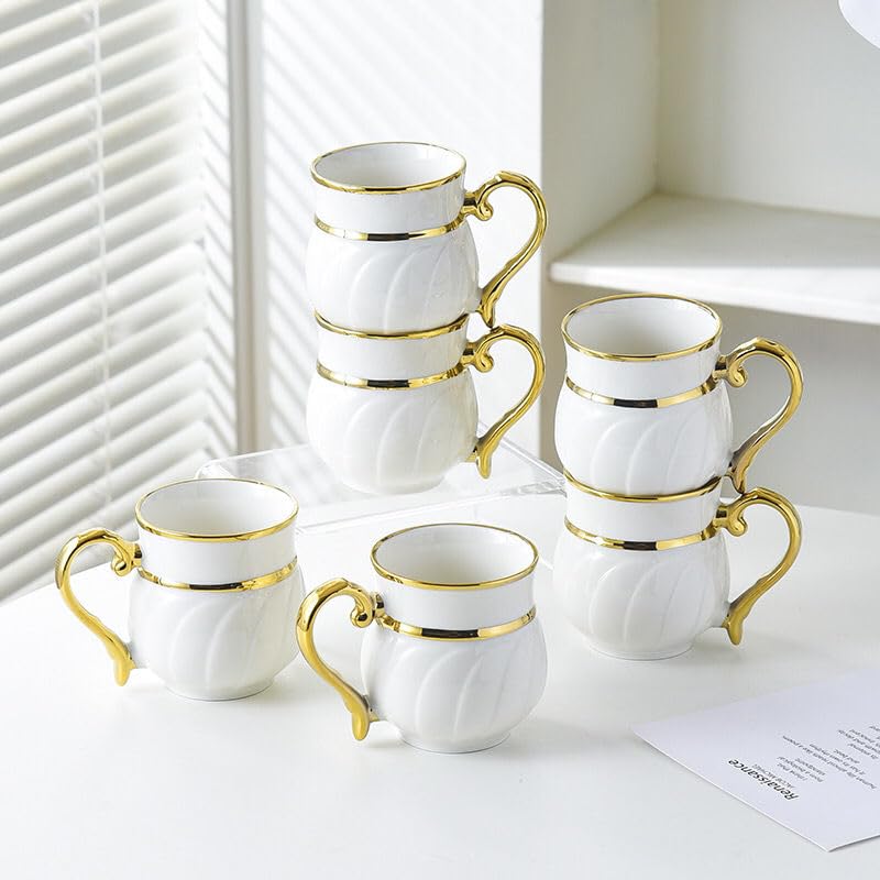 14-Pieces Porcelain Teapot Set Ceramic Coffee Cup Teacup with Gold