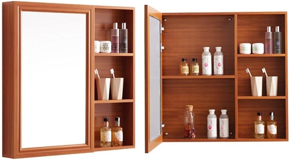 Wall Mirror Bathroom Mirror Cabinet, Aluminum Mirror Box, Black Bathroom, Bathroom Mirror with Storage Cabinet,Brown-60 * 12 * 70cm