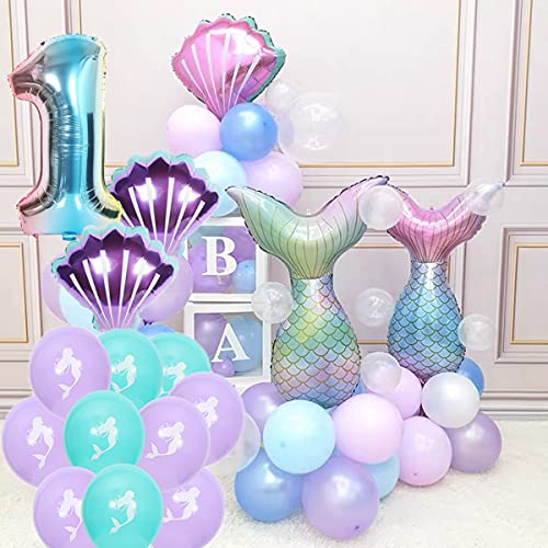 Jxuzh Kinderverjaardagsdecoratie zeemeermin ballon, zeemeermin verjaardag, feestaccessoires zeemeermin luchtballon… - Afbeelding 4