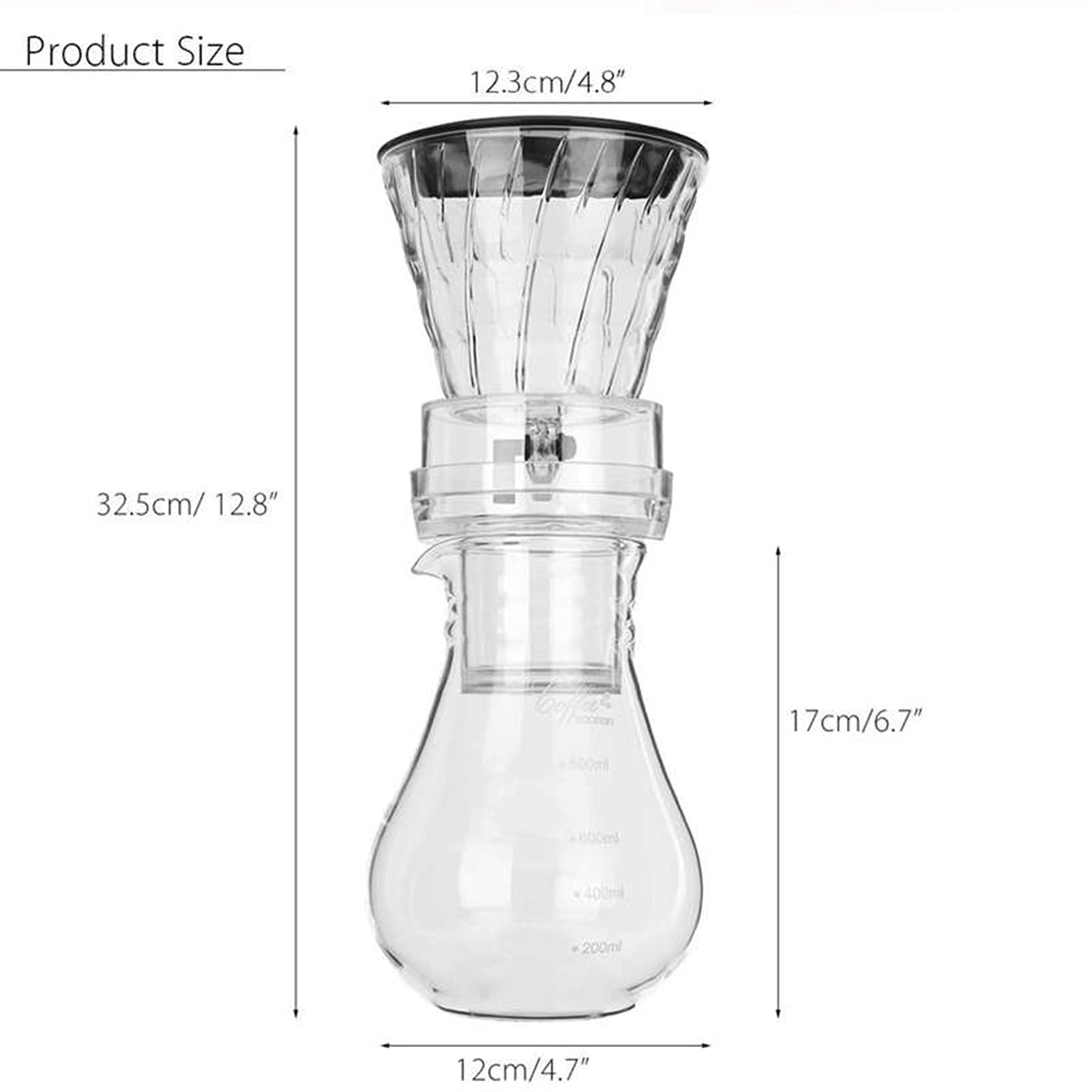 Bollitore per Caffè Caffettiera Vetro Acqua Fredda e Ghiacciata Macchina for caffè americano Pentola for caffè Macchina for il caffè Bollitore for caffè Perfetto for gli amanti del caffè 800 ml Caffet
