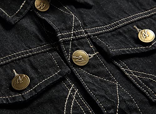 Image of Denim Vest Men Lapel Sleeveless Slim Fit Retro Ripped Casual Jean Vest for Men's