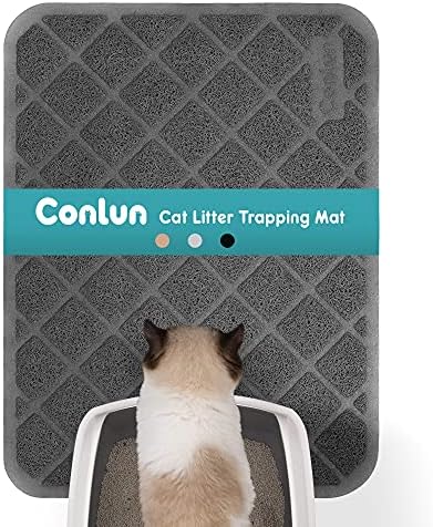 Conlun Cat Litter Mat Litter Trapping Mat, 24" x 17" Premium Durable PVC Grid Mesh with Scatter Control, Non-slip, Less Waste Cat Litter Box Mat, Soft on Kitty’s Paws, Urine Waterproof