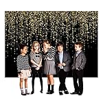 7x5 FT Black and Gold Bokeh Party Backdrop Photo Black and Gold Glitter Bokeh Sequin Spots Birthday Anniversary Photography Background Golden Sparkle Banner Photo Baby Bath Decoration - Image 3
