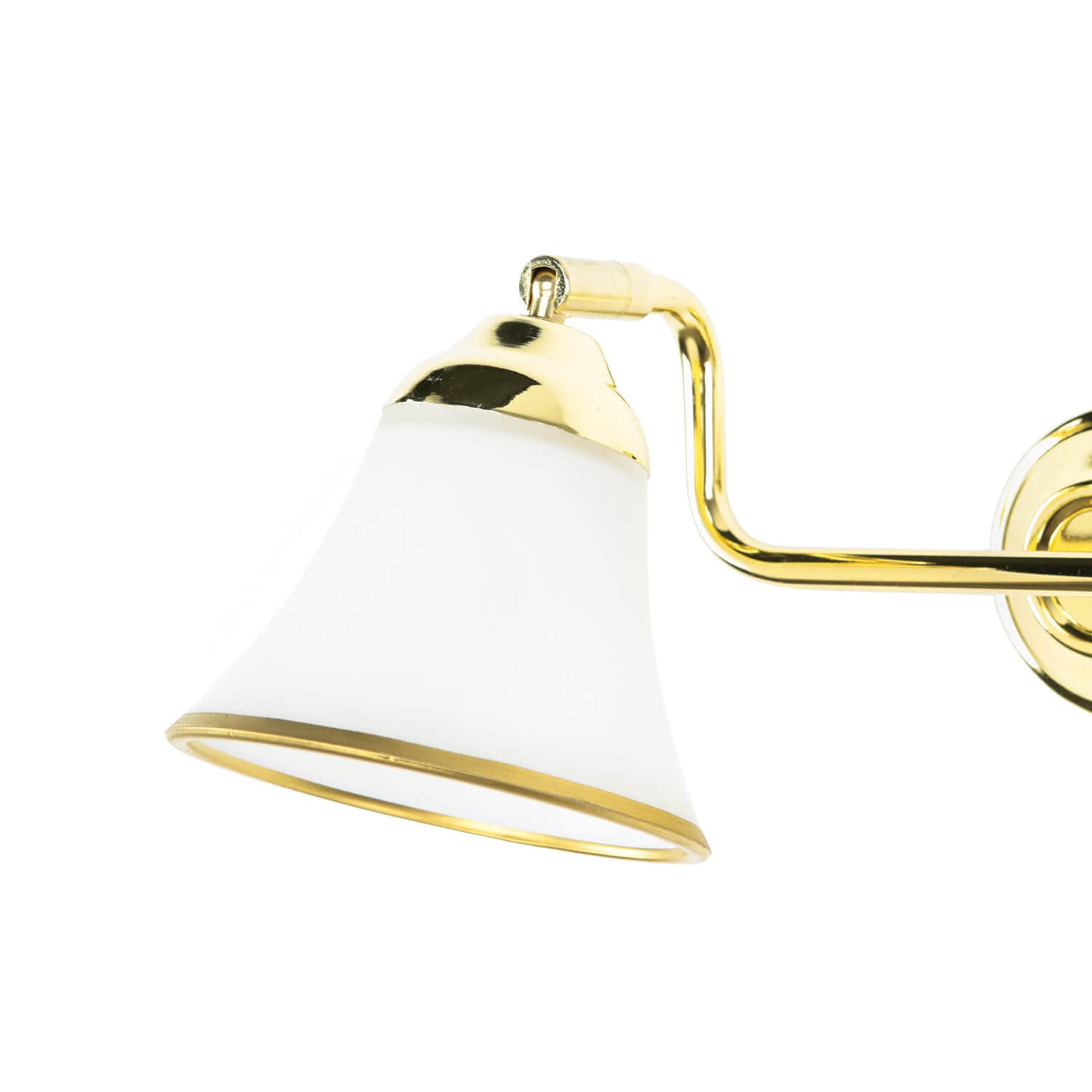 Licht-Erlebnisse GRANDO Lámpara de pared de metal y cristal en oro para baño L: 42 cm E14 máx. 40 W 2 focos, acogedora lámpara de pared estilo Art Nouveau
