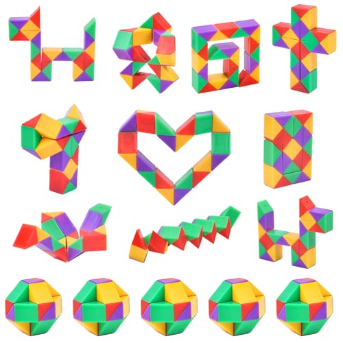 Ainiv Serpiente mágica, 15PCS 24 Segmentos Magic Snake Cube, Magico de Serpiente Juguete de Rompecabezas, Serpiente Magic Snake para Regalos Cumpleaños Niños Colegio Detalles Cumpleaños