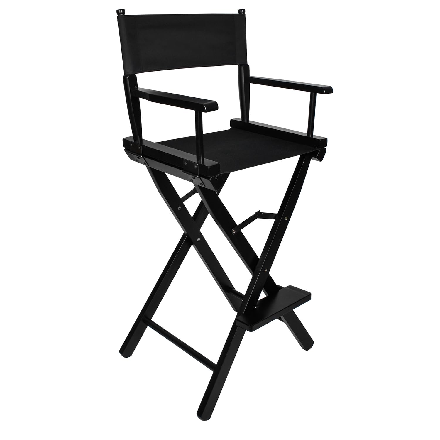 Sedia trucco pieghevole in legno con poggiapiedi e braccioli – poltrona make-up portatile per truccatori, saloni e home studio – leggera, richiudibile, rivestimento impermeabile, portata 140 kg