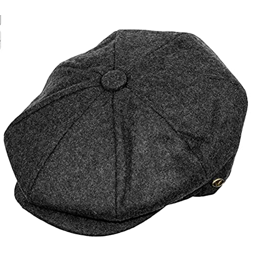 Men's Classic 8 Panel Wool Blend Newsboy Snap Brim Collection Hat (as1, Alpha, x_l, Charcoal)