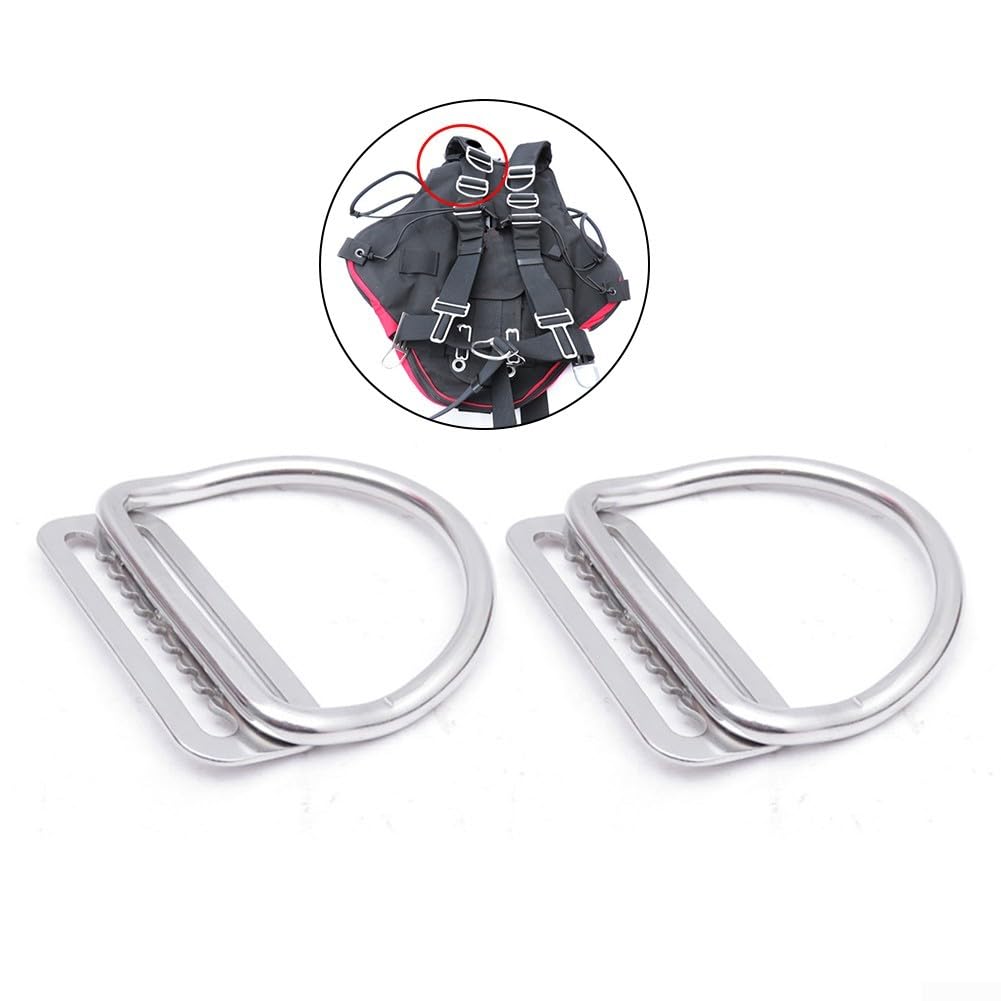 Anello a D in acciaio inossidabile 316 per cintura di sicurezza, ideale per immersioni subacquee Sidemount (2 pezzi)
