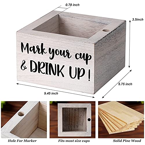 Solo Cup Holder With Marker Slot Wooden Mark Your Cup And Drink Up Cup Holder Party Cup Organizer 2 Sides Designs Drink Dispensers For Parties Farmhouse Bar Party Decor Housewarming Hostess #TOP5