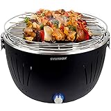 🔥ABMAßE: Grillfläche von ca. ø 31 cm – Höhe des Tischgrills: ca. 23,5 cm, Gewicht: ca. 3,7 kg – Bis zu 4 Stunden Grillzeit - 4 x 1,5V AA Batterien (Nicht im Lieferumfang enthalten)