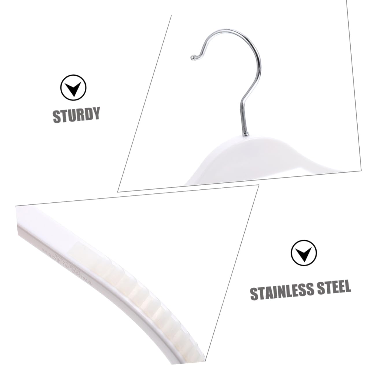 Hohopeti Grucce per Vestiti senza Segni in Abs e Acciaio Inox, Bianche, 12 Pezzi, Design Ergonomico Salvaspazio per Armadio