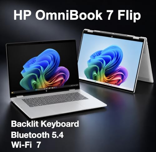 Image of HP OmniBook 7 Flip (Next Gen Envy X360) Copilot+ 2-in-1 Laptop 16 inch 2K Touch | Intel Ultra 7-258V, 32GB LPDDR5X, 1TB SSD, Arc 140V GPU (16GB), Active Pen, Thunderbolt 4, WiFi 7, IR Webcam, Win11Pro