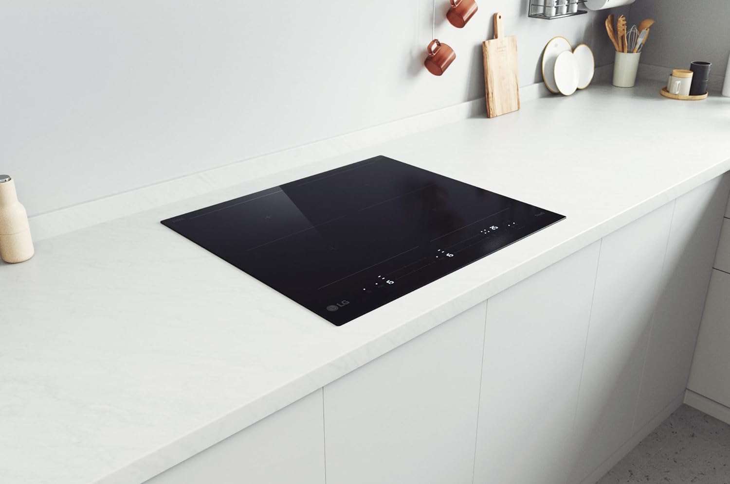 LG CBIZ2437B Piano Cottura Induzione 60cm, Potenza da 2,5 a 7,4kW, 4 Zone Totali, 2 Zone Flex, 15 Livelli di Potenza + Boost, Controlli Touch Slide Indipendenti, Wi-Fi, Vetro Ceramico SCHOTT, Nero
