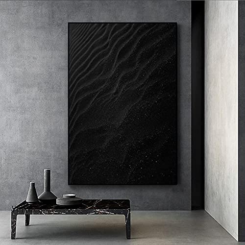 Peinture abstraite noir et blanc vague toile mur art affiche salon moderne 70x100 - 3