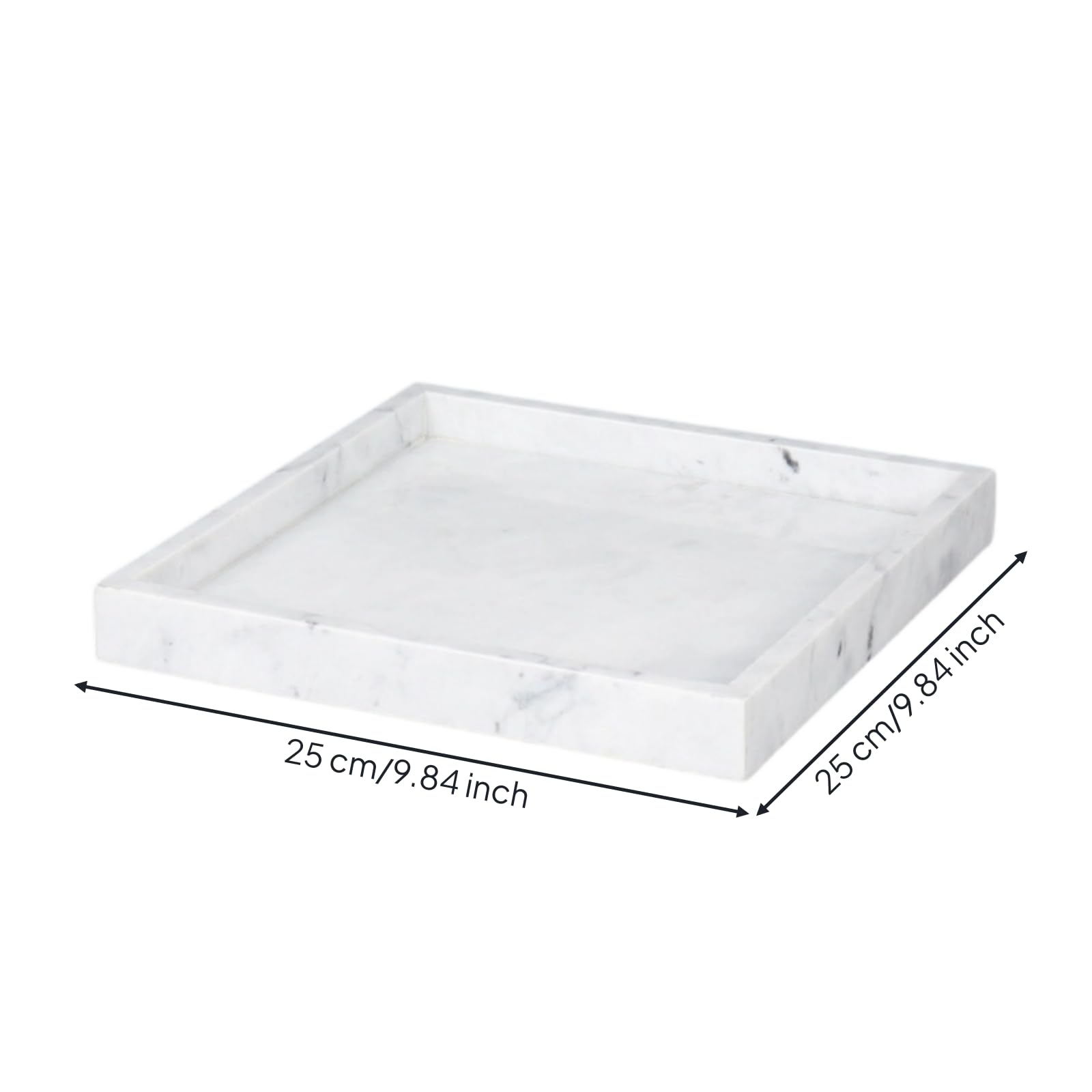 Vassoio in Marmo Lucido Portagioie Versatile per Ingresso, 25 Cm X 25 Cm X 3 Cm, style to 4