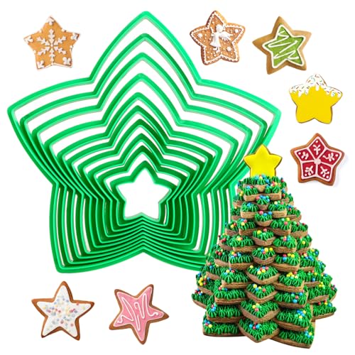 GWHOLE Lot de 10 Emporte-Pièces Emporte Pièce en Forme d'Étoile Moule à Biscuits Pentagramme en Plastique pour Noël Biscuits Pâtisseries Cookies Gâteaux