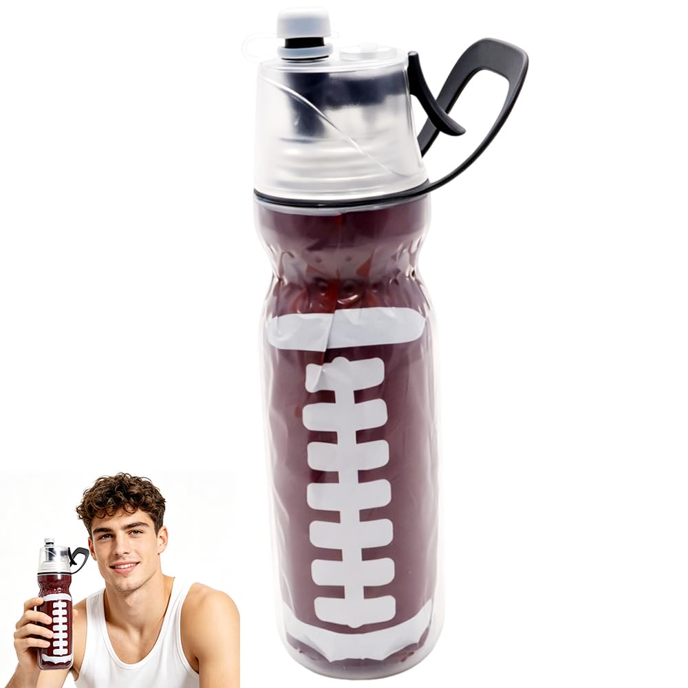 NimblusToy Spray Water Bottle Rugby, Portable Sports Misting Water Cup,Reusable Squeeze Spray Bottle, Sport Drinking Bottle Leak-proof Travel Hiking Cycling Camping Gym Sport Bottle, 590ML