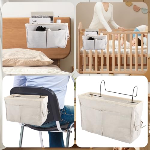 ASelected Bett Organizer zum Einhängen Betttasche zum Einhängen mit Drahtrahmen Schlafsaal Bett Organizer Multifunktionale Bett Tasche für Buch Magazin Handy Kopfhörer Bett Aufbewahrung