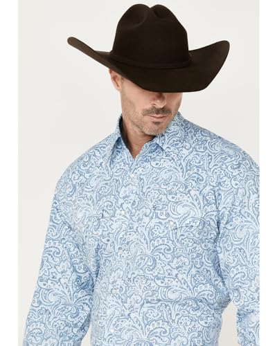 Stetson Karman Roper Blue Tooling Paisley Men's Long Sleeve Snap Shirt 11-001-0425-4002 BU2