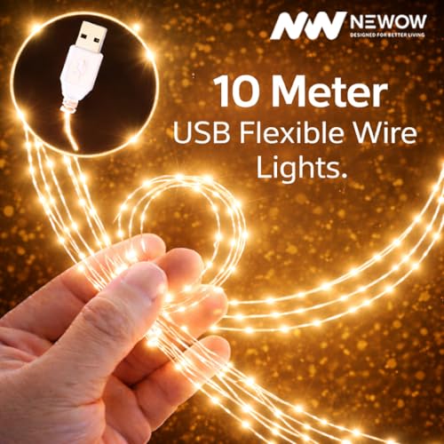 Image of NW USB String Light | USB Light | Decoration Copper USB Powered | 100 Led Light | 10 Meters Light Color- Warm White (Pack of 10)