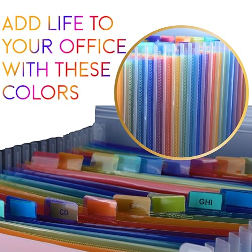 Image of SPS A4 Expanding File Folder - 24 Pockets | Transparent | High Capacity | Secure Elastic Closure | Fits A4 & Letter Size | Waterproof & Durable | Accordion File Organizer