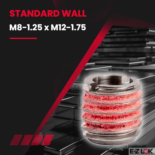 e-z lok - 453-8 e-z lok externally threaded insert 303 stainless steel m8-125 internal threads m12x175 external threads 1250mm length made in us pack of 5