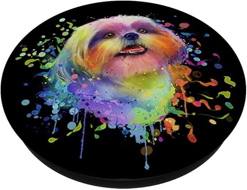 Miniatura 2 de Colorful Splash Art Shih Tzu Retrato Shitzu cachorro propietario PopSockets intercambiable PopGrip