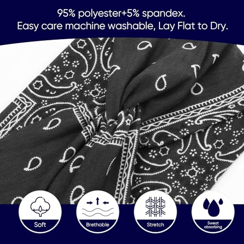 Image of DRESHOW 4 Pack Turban Headbands for Women Wide Vintage Head Wraps Knotted Cute Hair Band Accessories