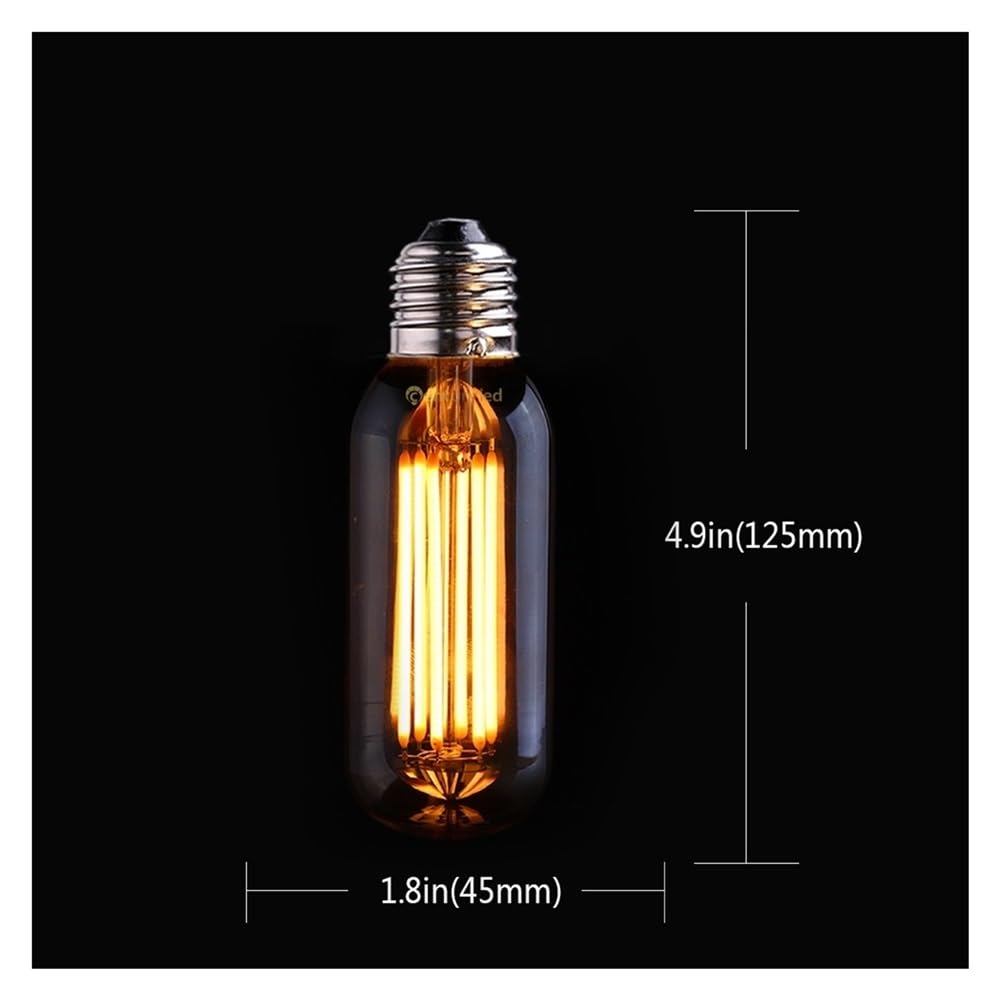 HHF Illuminazione Domestica, Confezione da 6/10, Lampadina LED a Tubo Lungo AC220V T45 6W E27 Lampada Tubolare a filamento dimmerabile Lampadario Illuminazione a Sospensione(T45LG 6PCS)