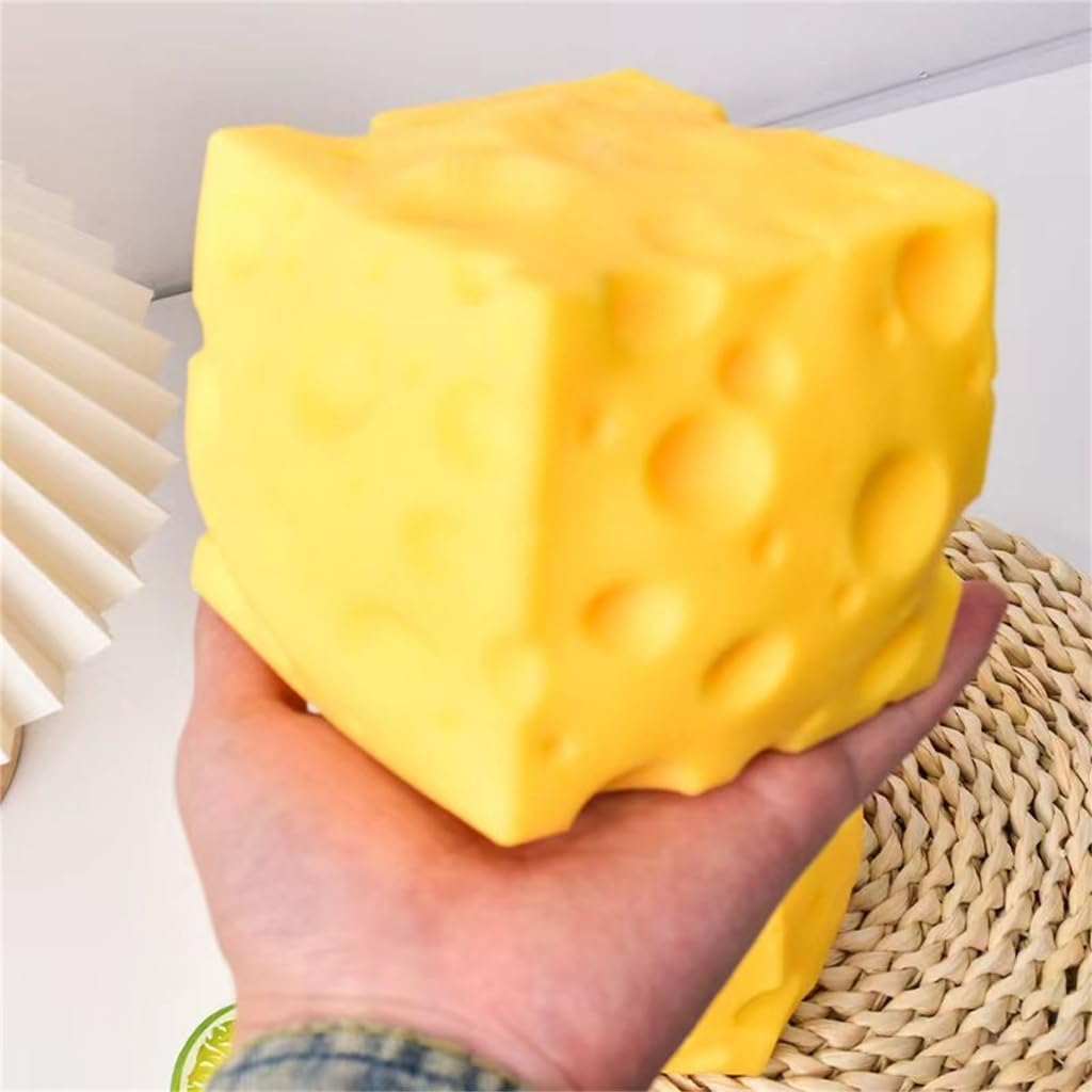 Easy Super Cheesy,Giant Squishy Cheese Block, Jumbo Squeeze Cheeses, Yellow Rebounding Squishy Cheesess for Stress Relief - Sensory / Fidget Novelty Toy and Gift for Adults