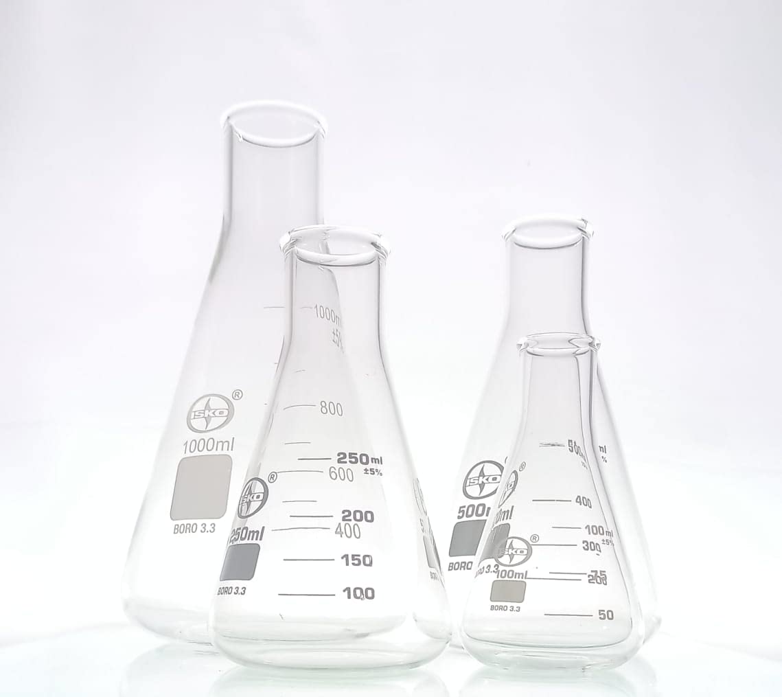 ISKO® Borosilicate Glass Conical Flask Narrow Mouth 1000ML, 500ML, 250ML, 100ML – Set of 4 (B09NR6Q9PN) Amazon Price History, Amazon Price Tracker