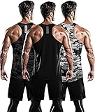 DRSKIN Men's 3 Pack Dry Fit Y-Back Muscle Tank Tops Mesh Sleeveless Gym Bodybuilding Training Athletic Workout Cool Shirts (BTF-ME-TA-(B,MG,MB), L)