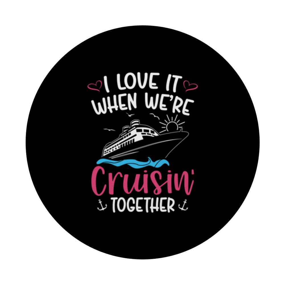 Cruisin' Together Family Cruise Tee PopSockets Swappable PopGrip, Black - Image 3