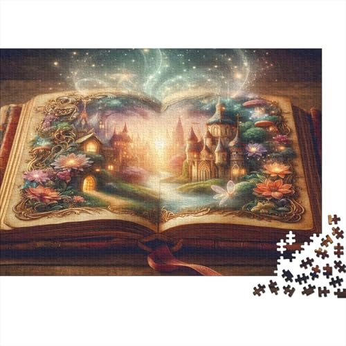 Fantasy Book Magic Puzzle 1000 pezzi Carta Premium Ecologica Rilassante Dettagliato Castello Libro Magico per Adulti +14 anni 52x38cm/1000 pezzi