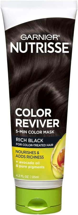 Garnier, Nutrisse Color Reviver 5 Minute Nourishing Color Hair Mask Rich Black, 4.2 Fl Oz