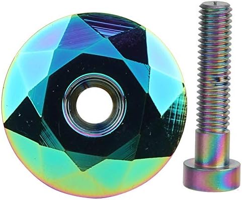 Keen so Bicycle Headset Cap & Screw, 2 Colors Light Bicycle Aluminum Headset Top Cap Titanizing Cover Bicycle Modification Accessories(Multicolor)